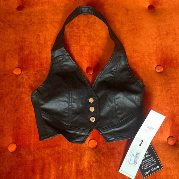 Retrofete BRIELLE COATED DENIM VEST brand new with tags - Picture 2 of 9